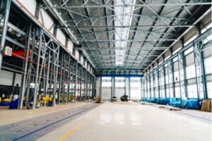 Interior view of a modern industrial warehouse