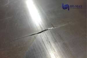 Crack on metal surface close-up