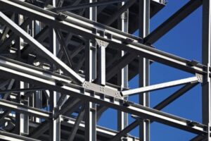 Industrial steel structural framework for building construction
